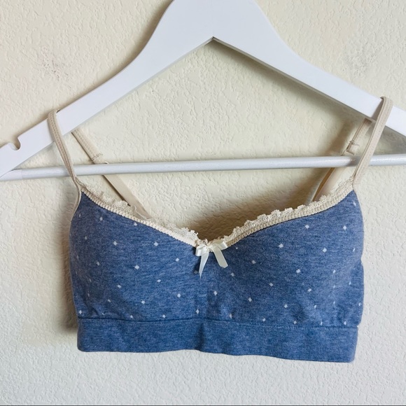 Forever 21 Heathered Blue & Cream Lace Polka Dot Wireless Bra - Picture 6 of 9